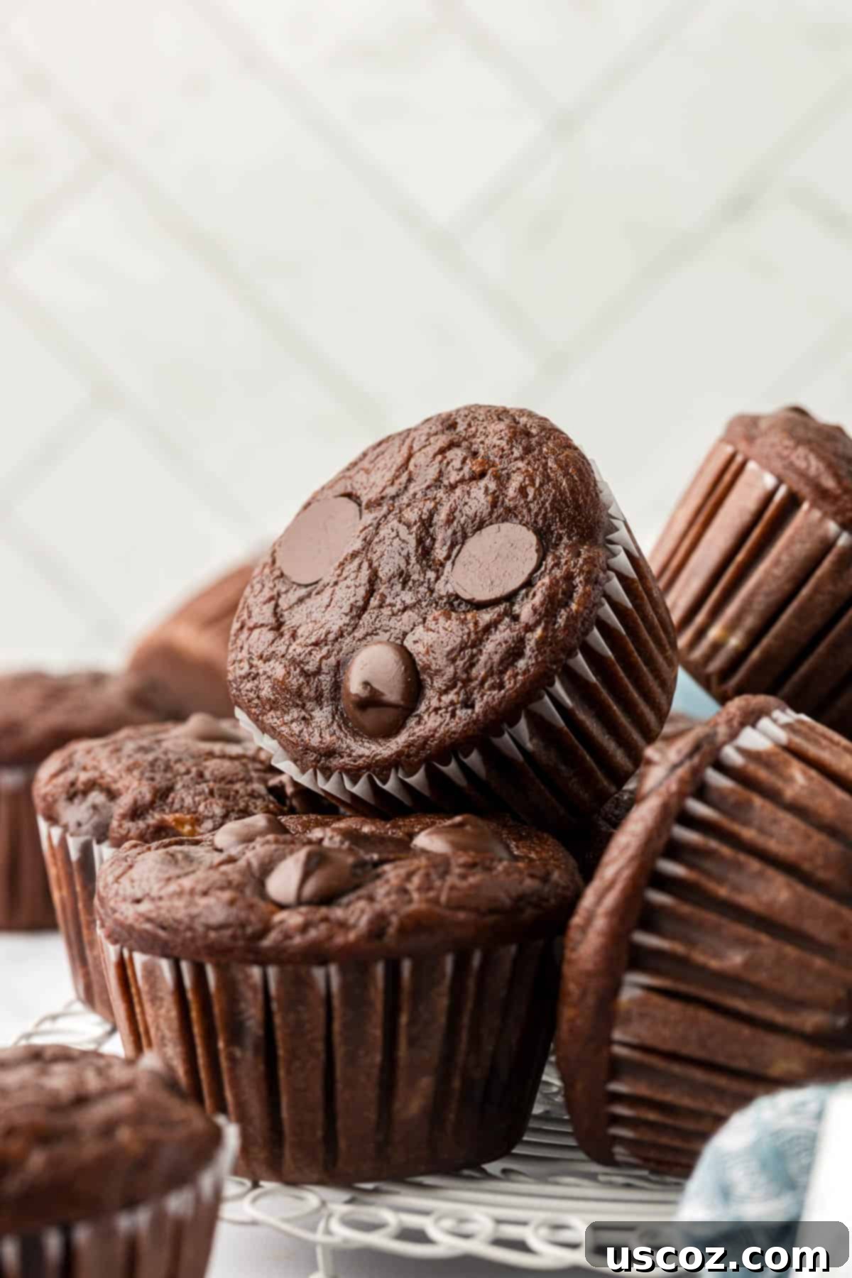 Nourishing Chocolate Muffins 17 Close-up of healthy chocolate muffins