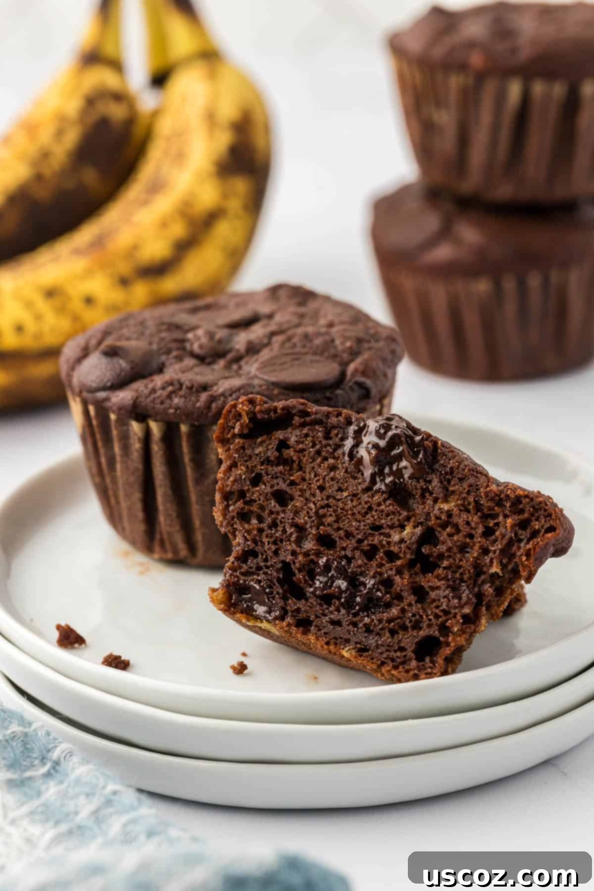 Nourishing Chocolate Muffins 18 Chocolate muffins on a white plate