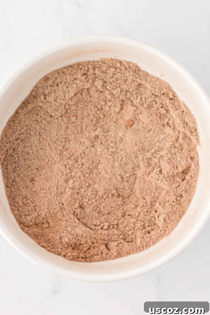 Nourishing Chocolate Muffins 6 Whisked dry ingredients for healthy chocolate muffins