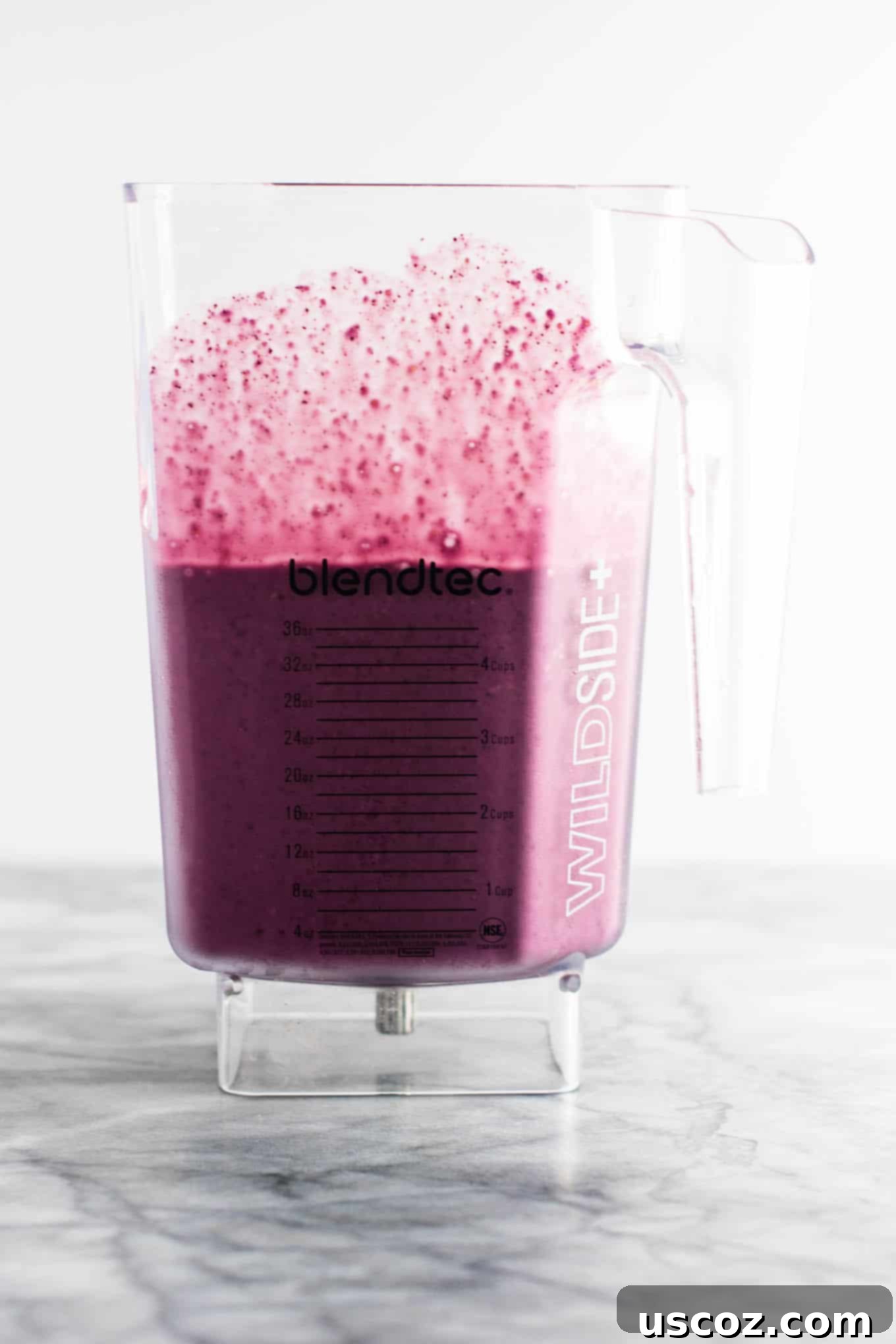 Blueberry Pie Bliss Blend 6 Healthy blueberry pie smoothie recipe with greek yogurt and rolled oats. A breakfast or dessert full of juicy blueberry flavor! #healthy #blueberrysmoothie #blueberrypiesmoothie #vegetarian #greekyogurt #lemonzest #glutenfree