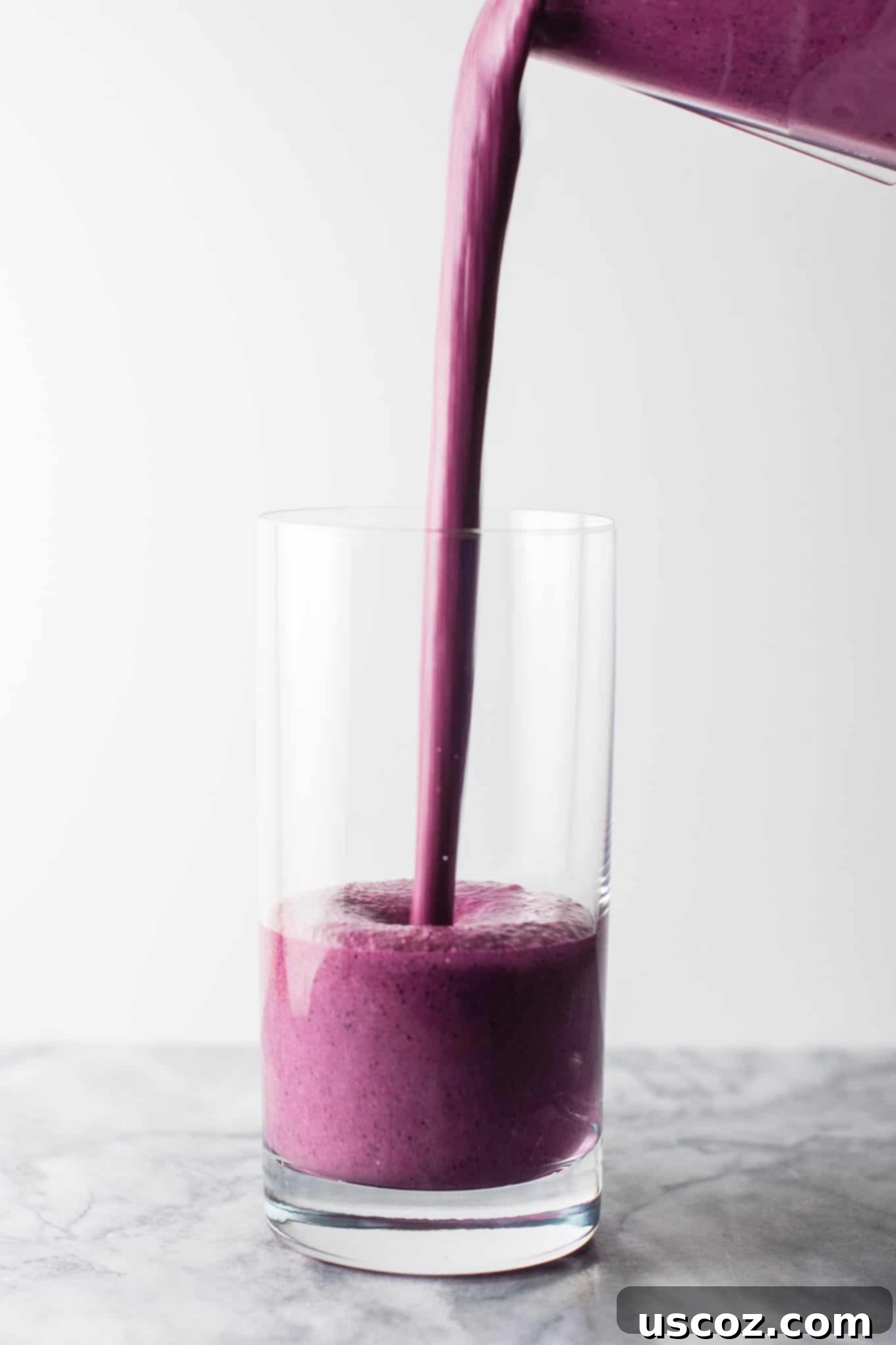 Blueberry Pie Bliss Blend 8 Healthy blueberry pie smoothie recipe with greek yogurt and rolled oats. A breakfast or dessert full of juicy blueberry flavor! #healthy #blueberrysmoothie #blueberrypiesmoothie #vegetarian #greekyogurt #lemonzest #glutenfree