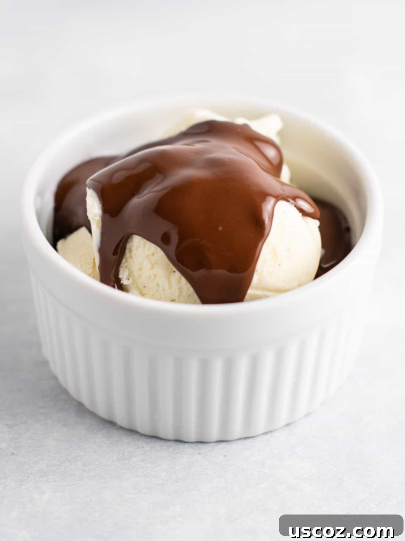 Three ingredients for homemade magic shell: chocolate chips, coconut oil, and creamy peanut butter.