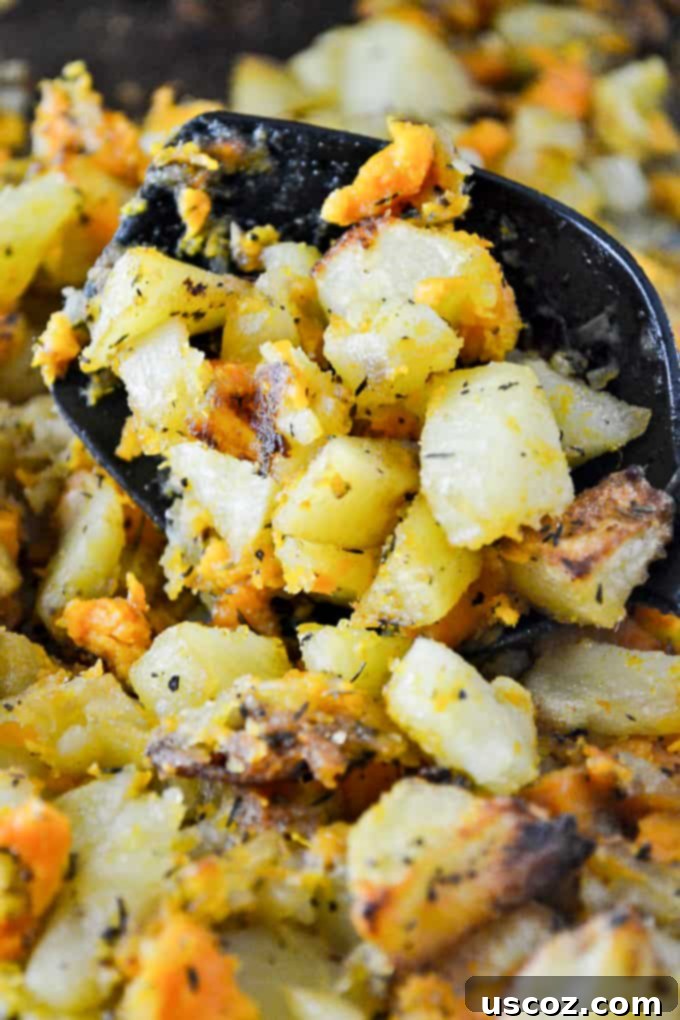 Your New Favorite Breakfast Burrito 6 A vibrant image of simple vegan breakfast hash, ready to be enjoyed
