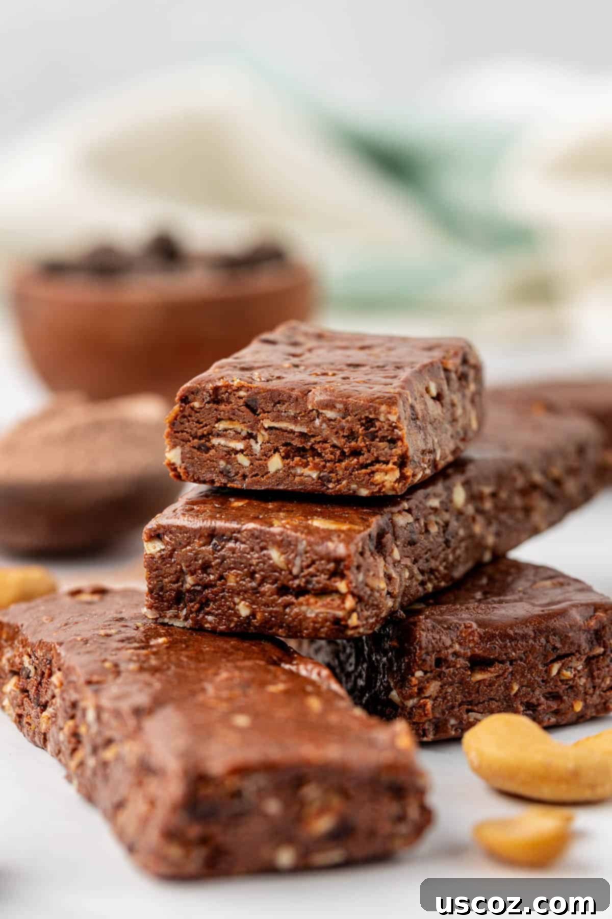 Chocolate Cashew Protein Bars 12 no bake chocolate protein bars