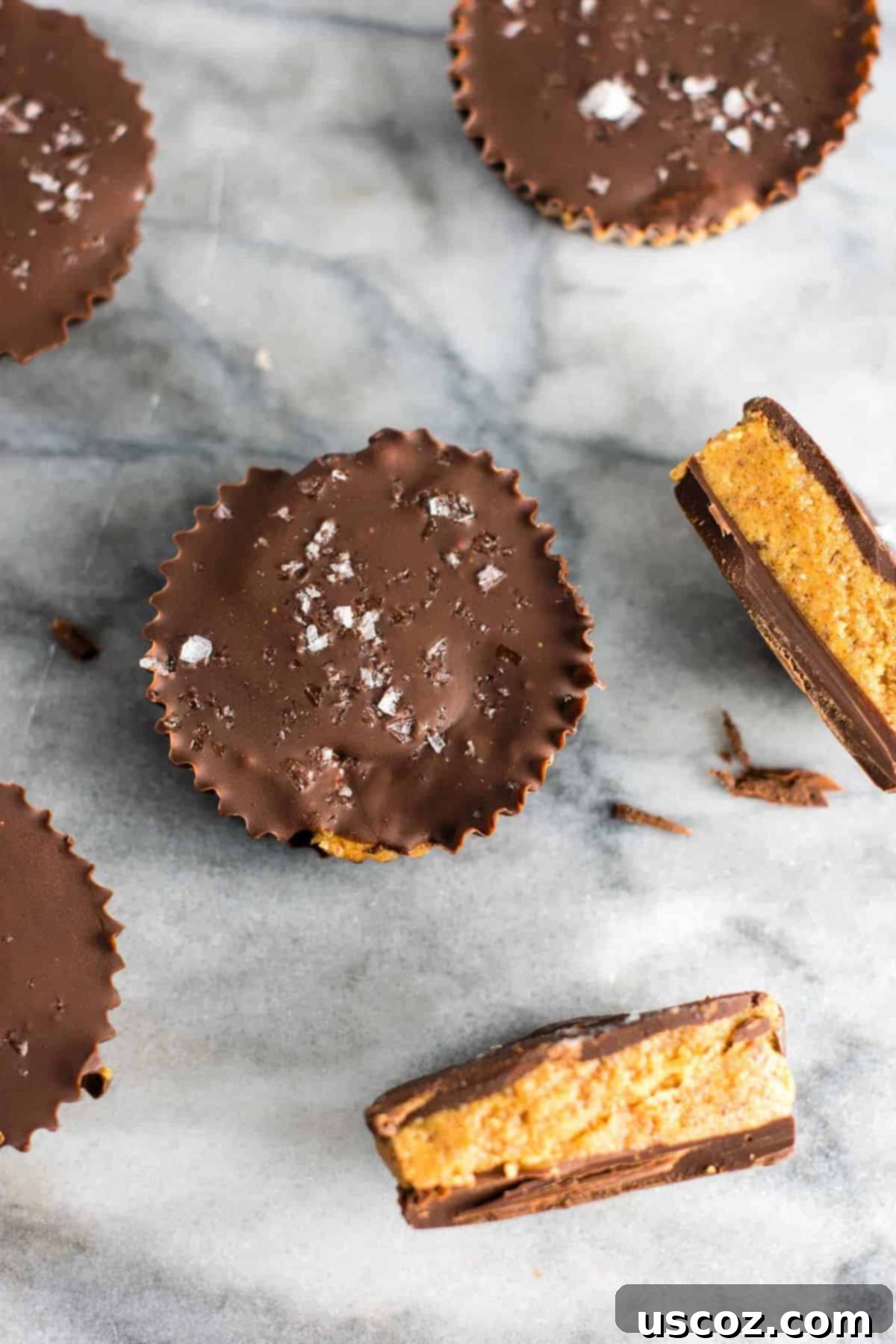 A vibrant display of various healthy no-bake desserts including almond butter cups