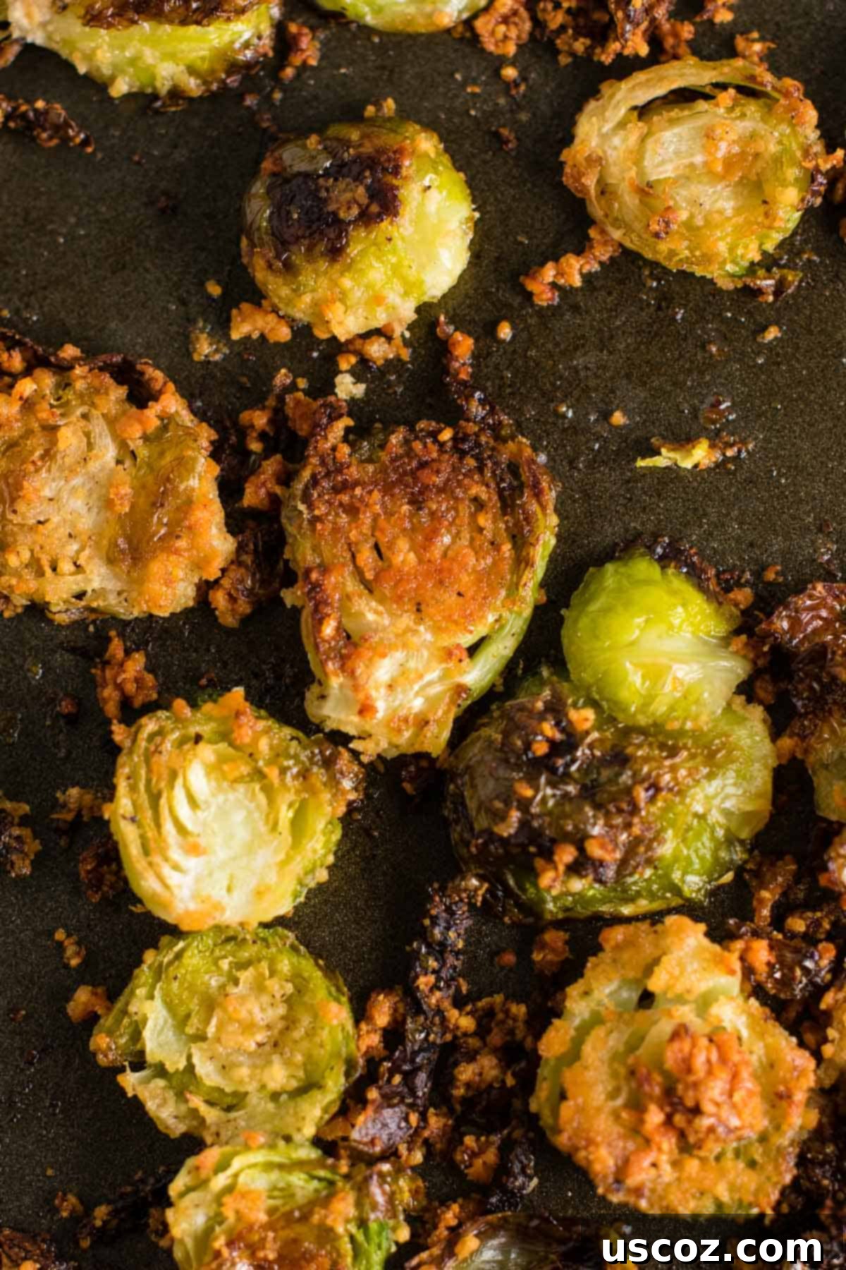 Sprout Leaf Crisps 2 brussel sprout chips on a baking sheet