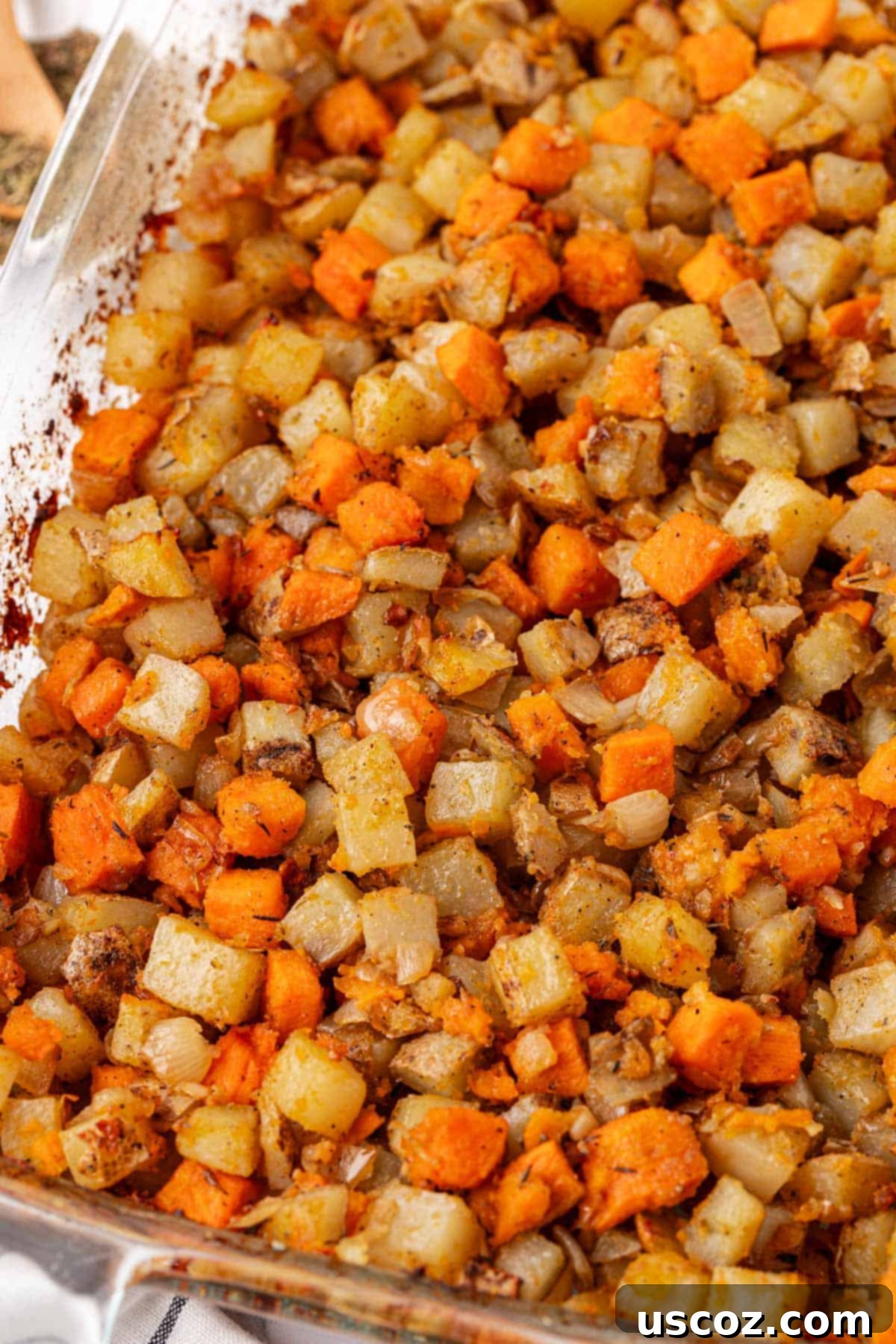 Hearty Vegan Breakfast Hash 3 Close-up of crispy vegan breakfast hash