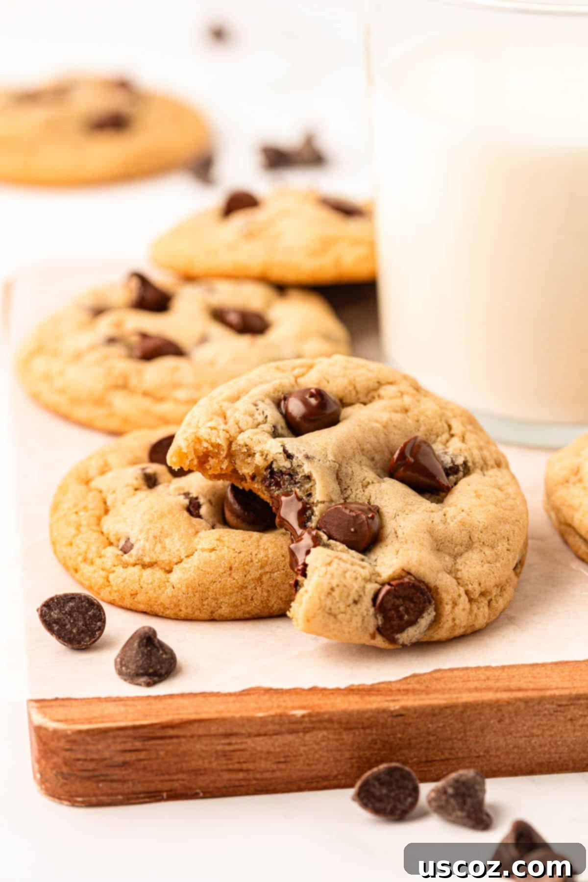 Delicious Vegan Chocolate Chip Cookies 18 various vegan chocolate chip cookies displayed on a white plate