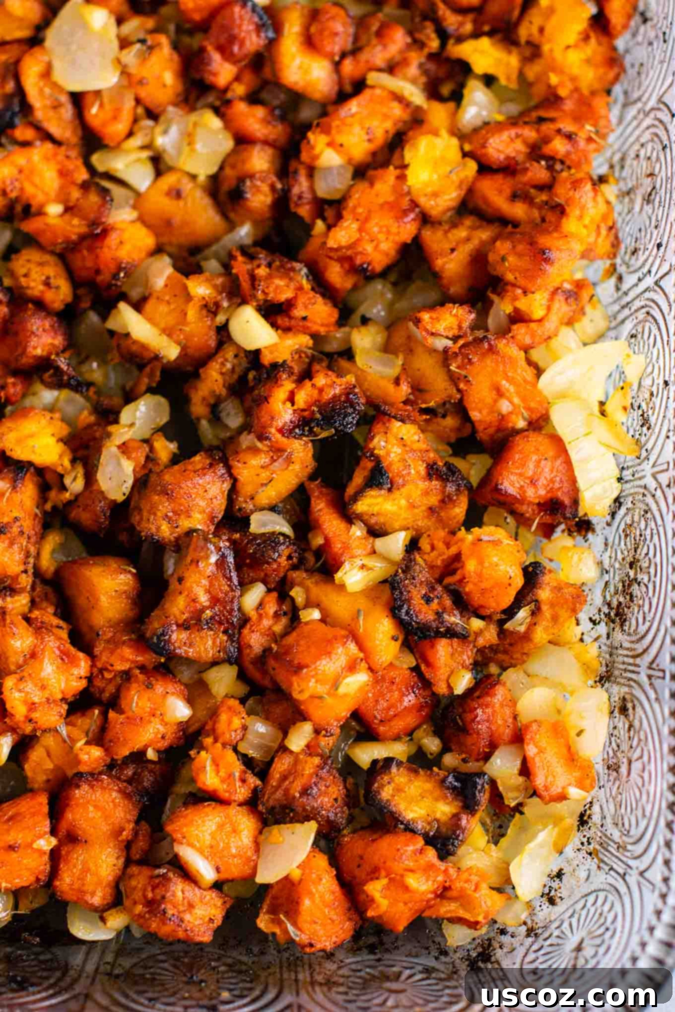 Delicious Sweet Potato Hash 2 Sweet potato hash recipe with caramelized garlic and onion