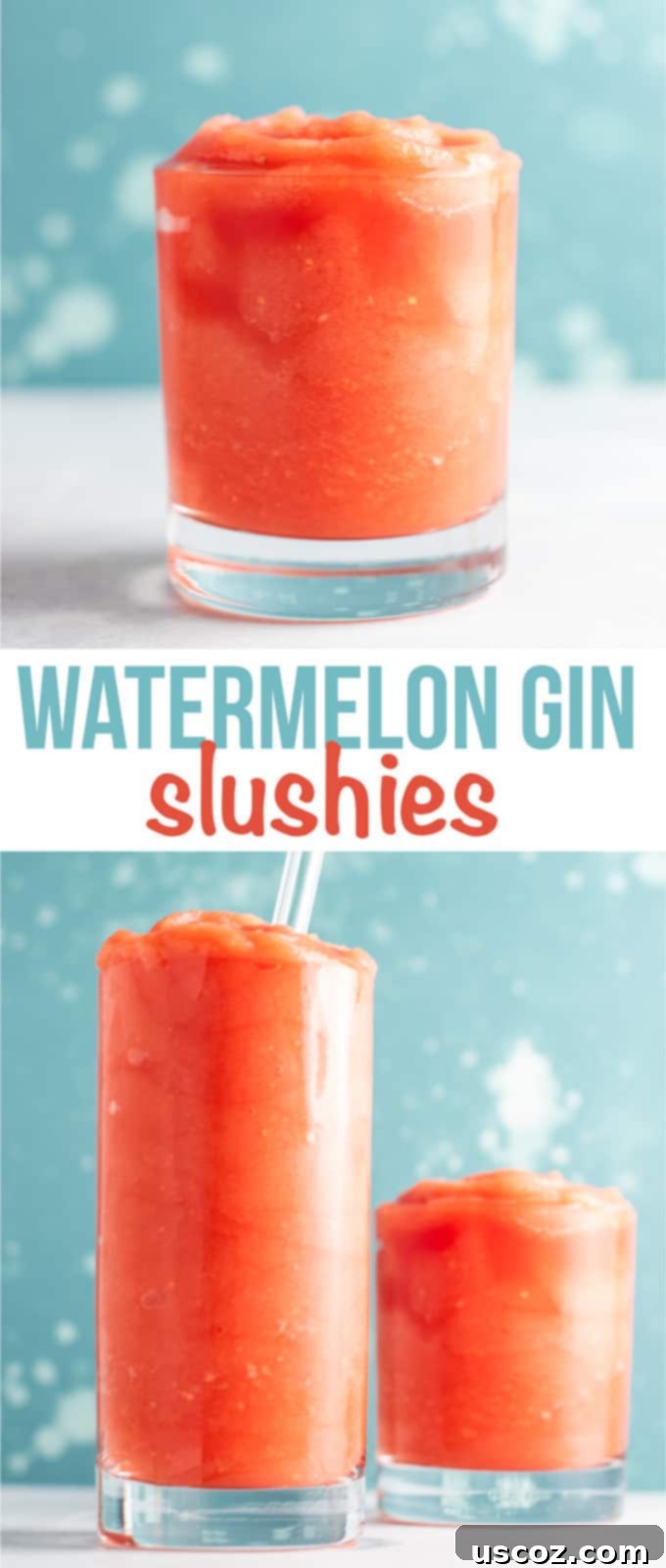 Pinterest graphic: Tropical Watermelon Gin Slushies recipe