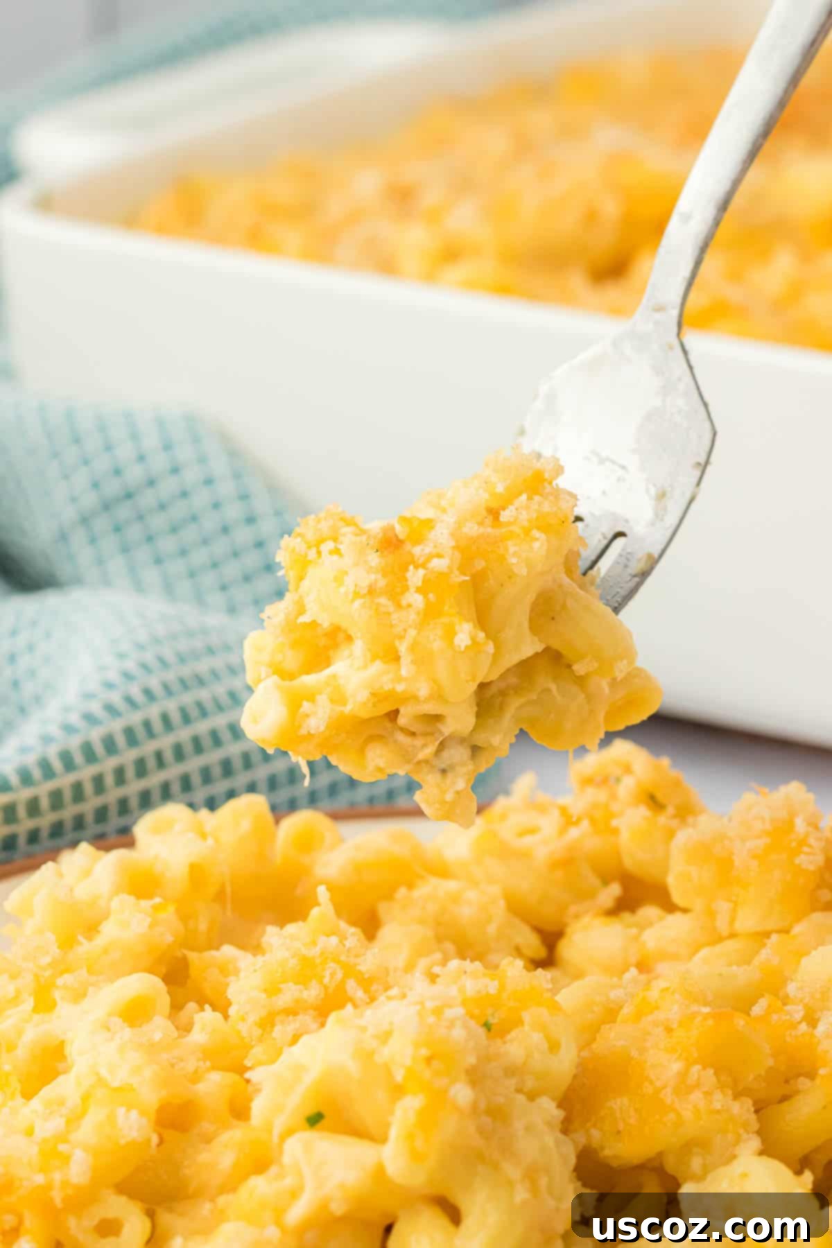 Golden Baked Macaroni Perfection 22 forkful of mac and cheese