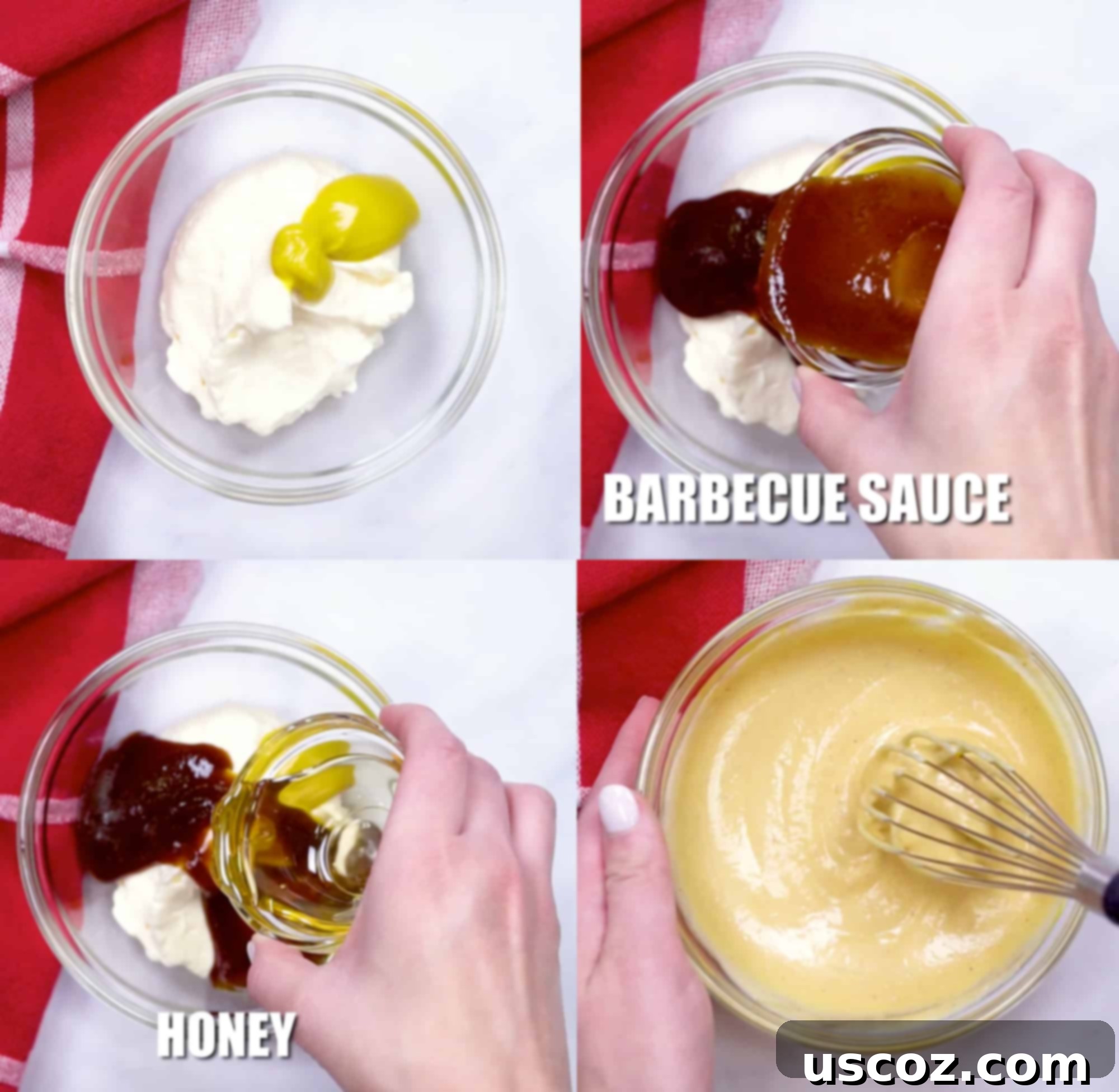 Make Your Own Chick-fil-A Sauce 5 Ingredients laid out for making Chick-fil-A sauce at home, showcasing simplicity