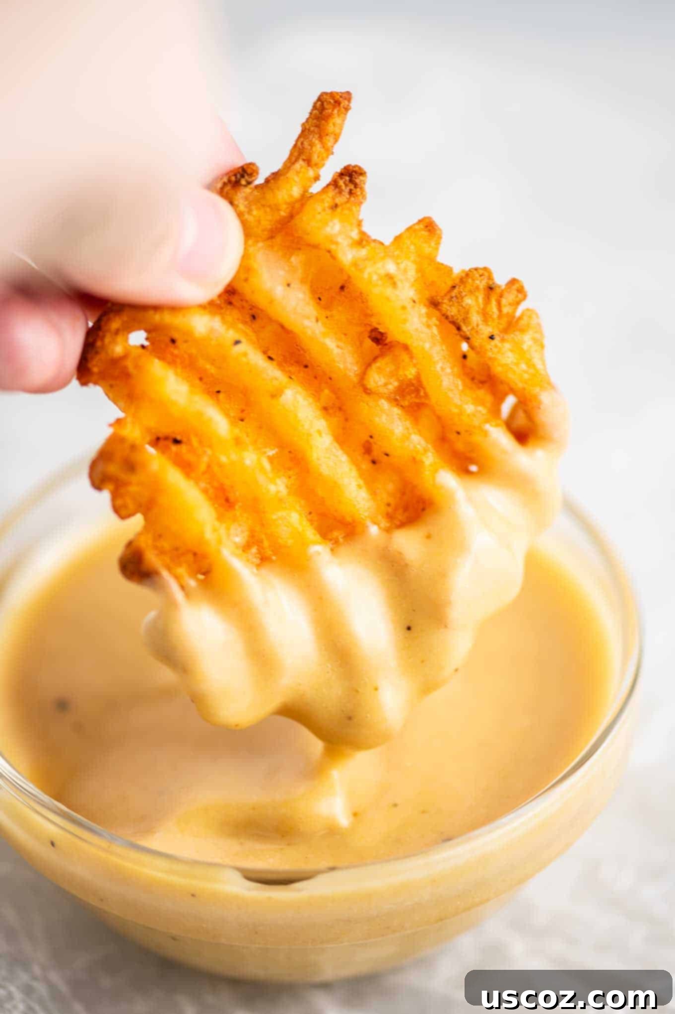 Make Your Own Chick-fil-A Sauce 6 A generous serving of waffle fries with a ramekin of homemade Chick-fil-A sauce