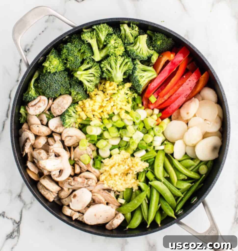 Quick Vegetable Stir Fry 7 vegetables to make stir fry in a large pan