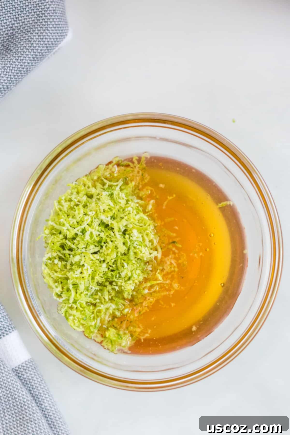 Vibrant Fruit Medley 5 honey and lime zest in a bowl
