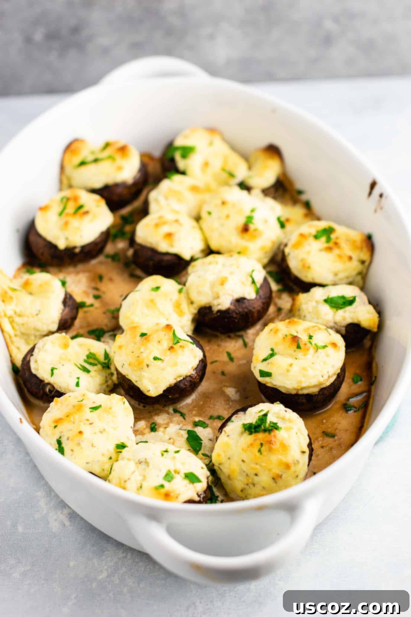 Hearty Stuffed Portobello Delights 8 Stuffed Mushrooms with Parmesan and Sour Cream