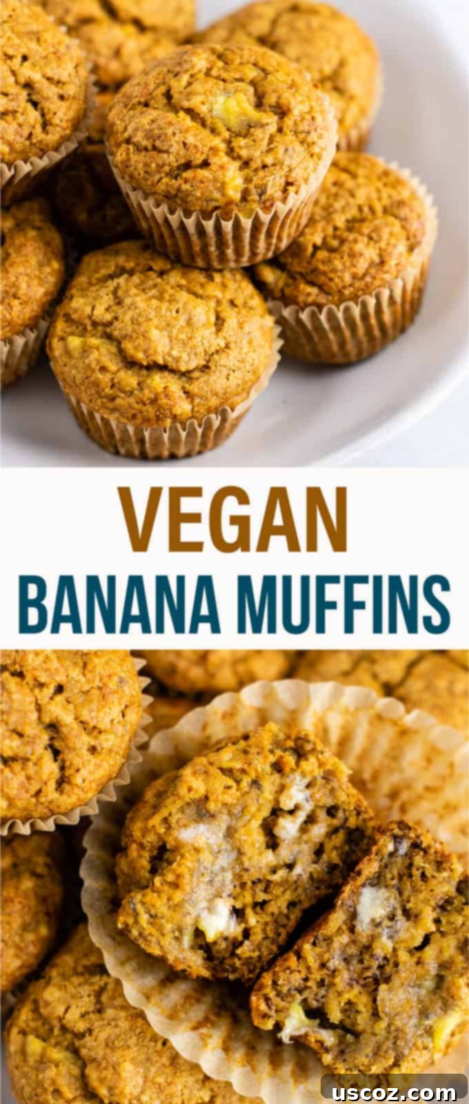 Moist Vegan Banana Muffins 10 Healthy and easy vegan banana muffins recipe with applesauce – these are amazing and totally oil free! No flax eggs or difficult ingredients. So easy and a great vegan breakfast or snack. #veganbananamuffins #veganbreakfast #vegan #breakfast #healthymuffins #healthybananamuffins #veganmuffins