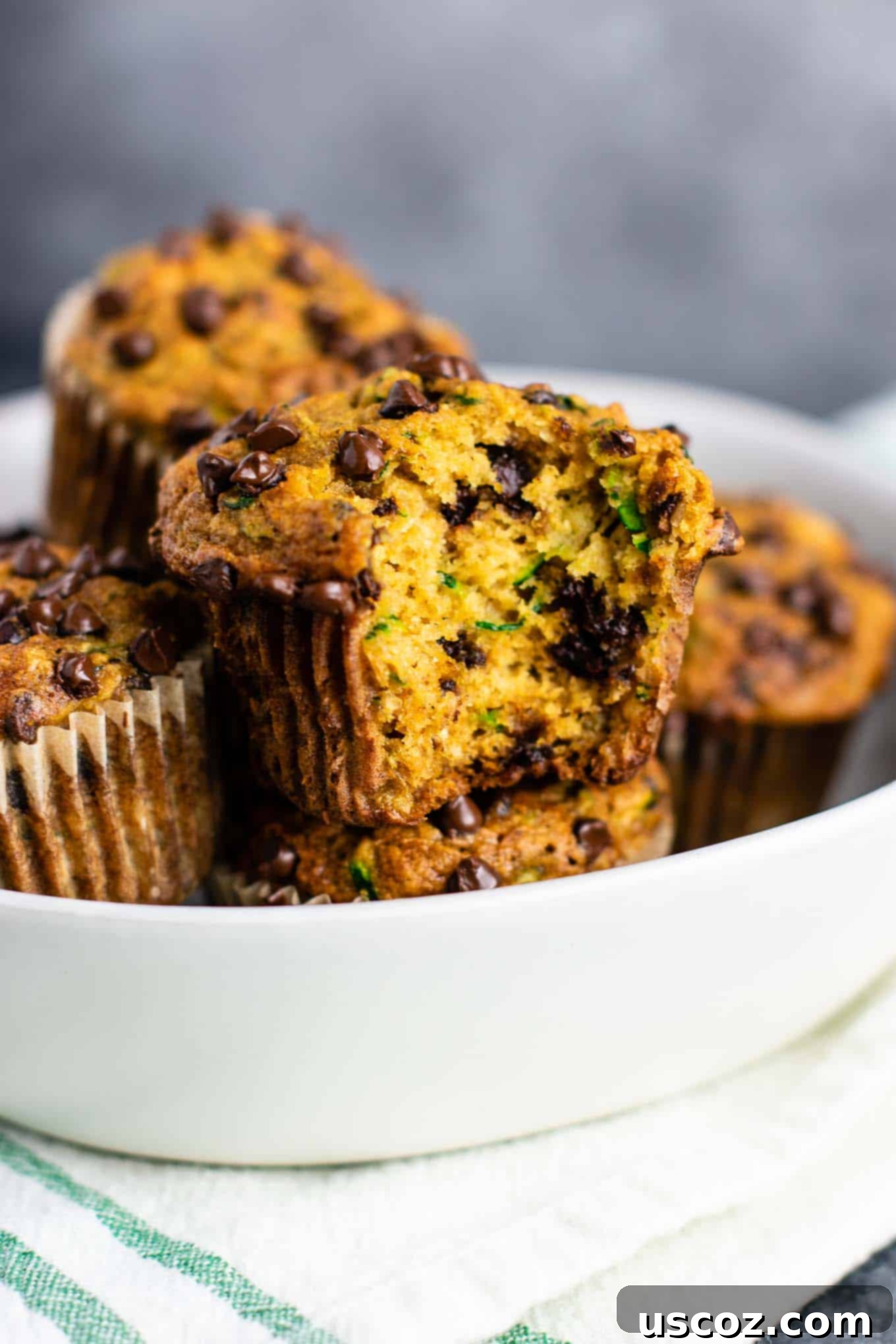 Moist Zucchini Chocolate Chip Muffins 3 zucchini chocolate chip muffins