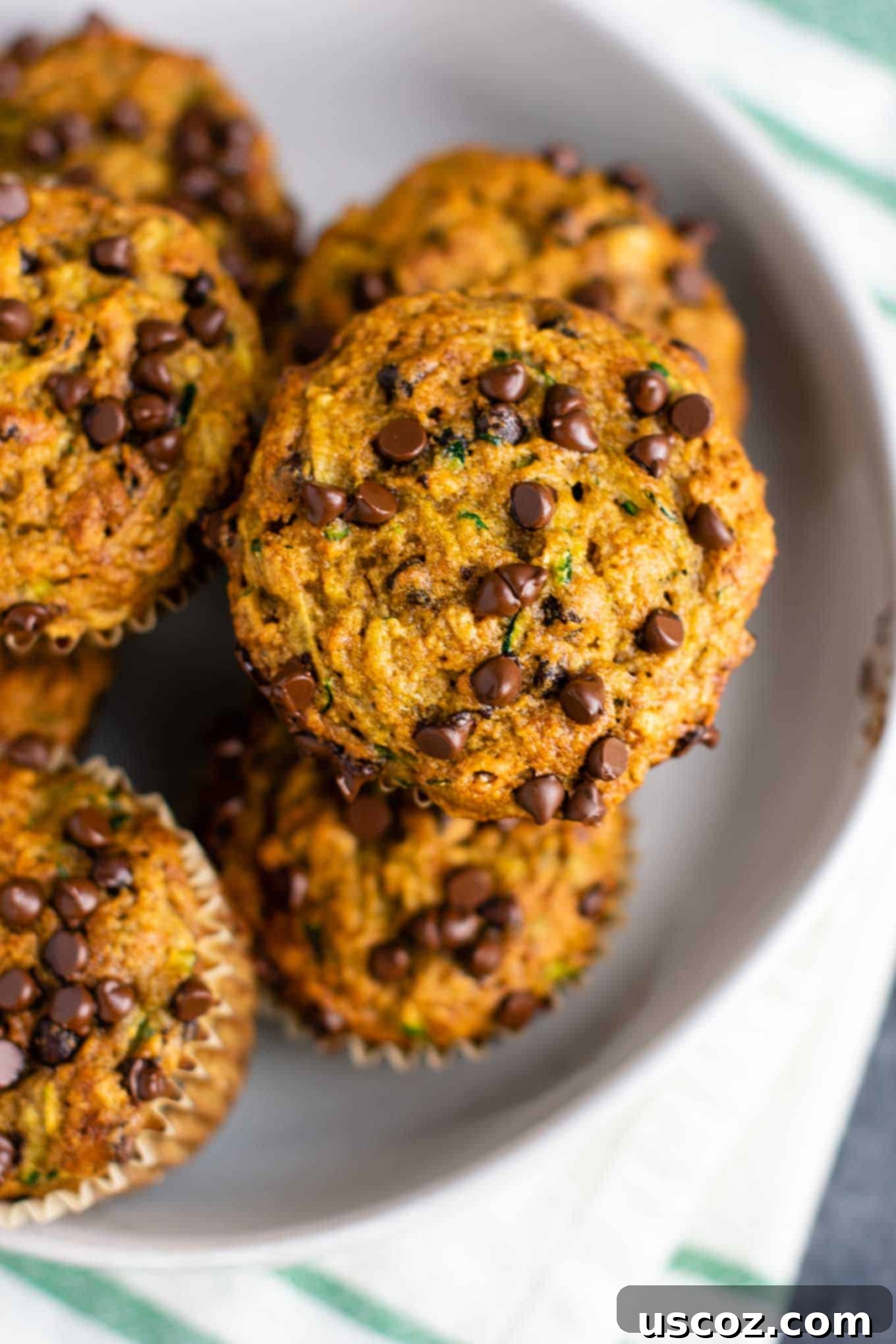 Moist Zucchini Chocolate Chip Muffins 5 chocolate chip zucchini muffins