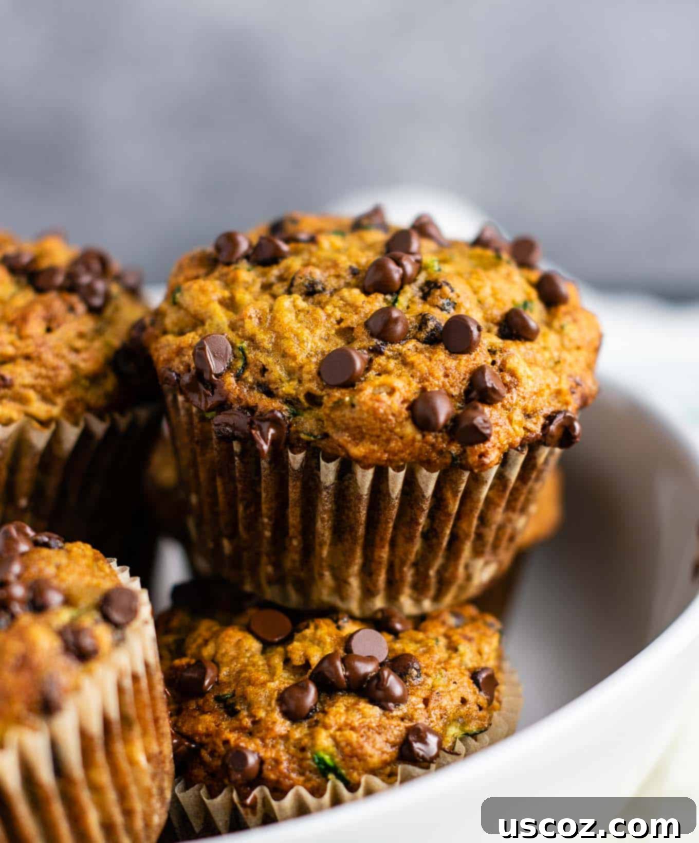 Moist Zucchini Chocolate Chip Muffins 8 zucchini chocolate chip muffin