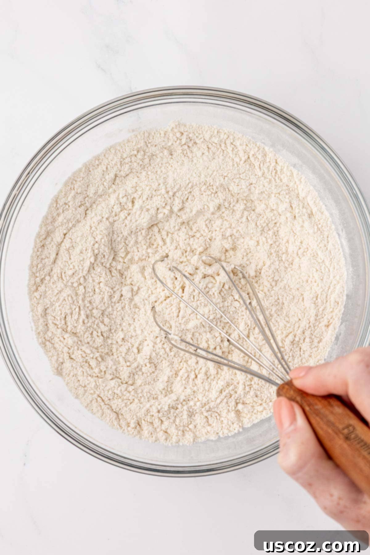 Dry ingredients whisked together in a bowl