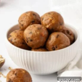 Peanut butter pretzel energy bites featuring visible crushed pretzels for a salty-sweet crunch