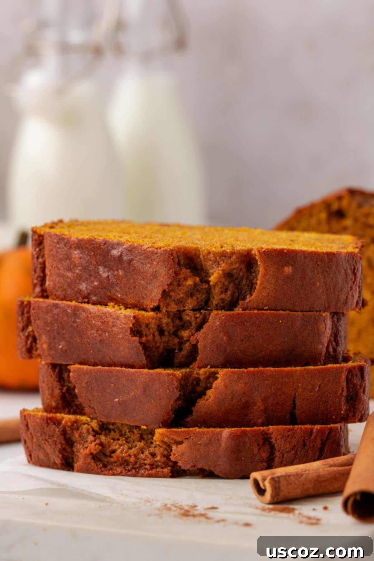 slices of pumpkin bread stacked