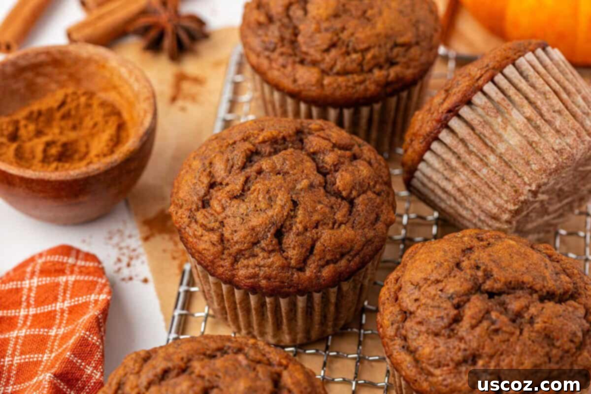 Golden Pumpkin Banana Muffins 15 baked pumpkin banana muffins in a muffin tin