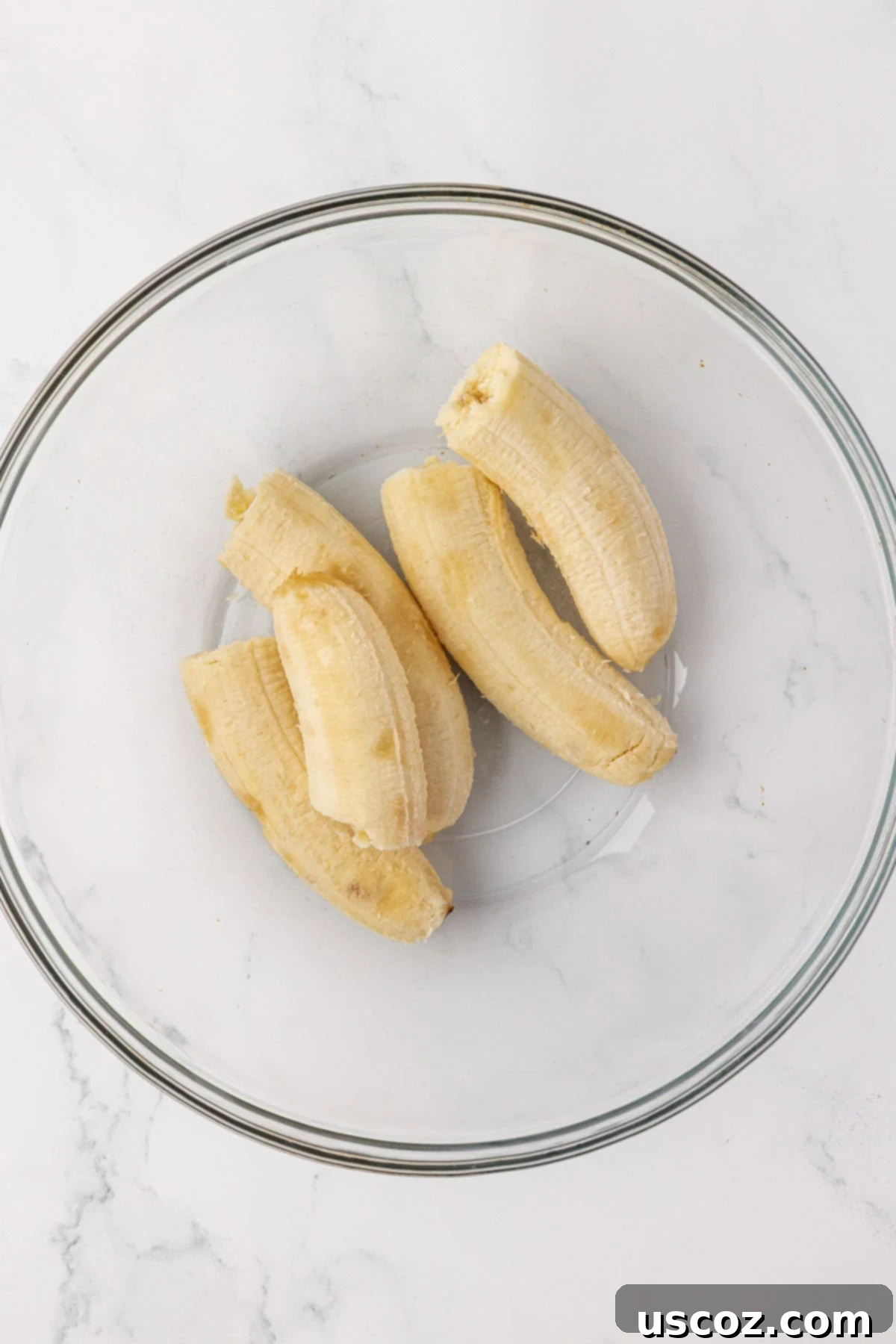 Golden Pumpkin Banana Muffins 7 unmashed bananas in a mixing bowl