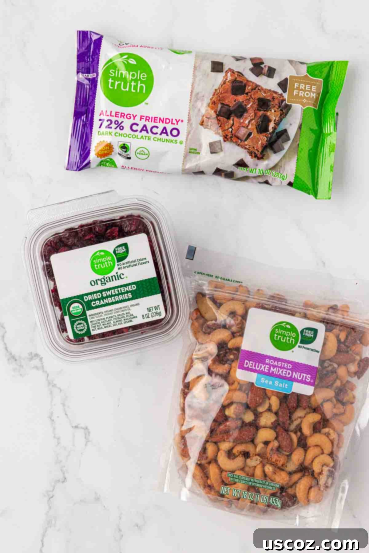 The Ultimate Guide to Crafting Your Own Trail Mix 4 Close-up of trail mix ingredients: chocolate chunks, dried cranberries, and mixed nuts